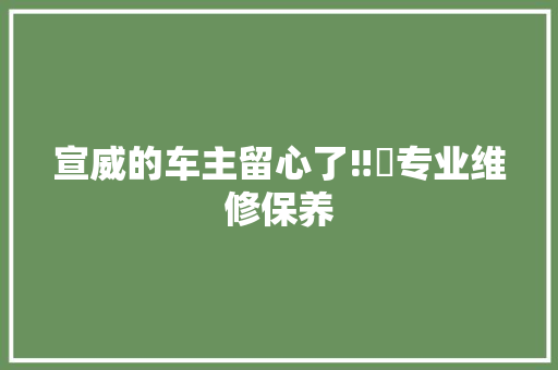 宣威的车主留心了‼️专业维修保养