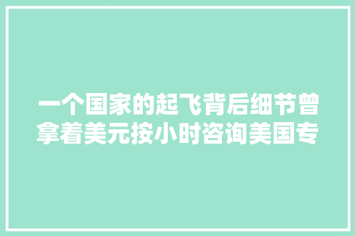 一个国家的起飞背后细节曾拿着美元按小时咨询美国专家
