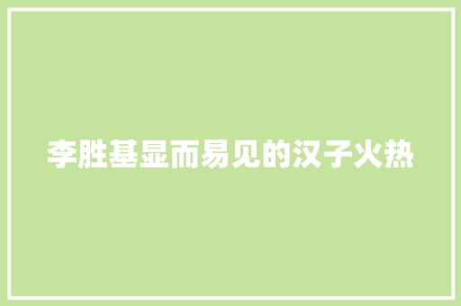 李胜基显而易见的汉子火热