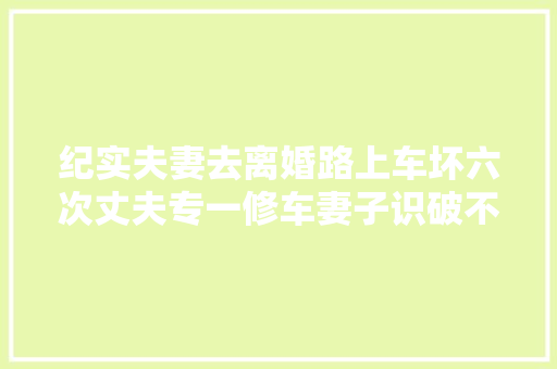 纪实夫妻去离婚路上车坏六次丈夫专一修车妻子识破不说破