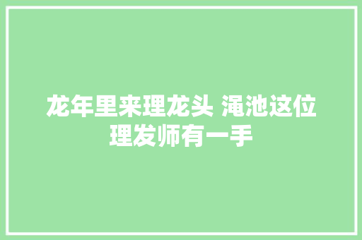 龙年里来理龙头 渑池这位理发师有一手