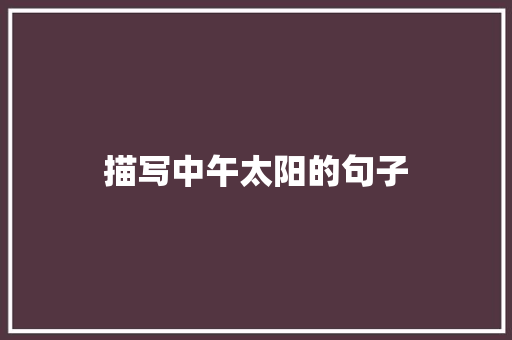 描写中午太阳的句子
