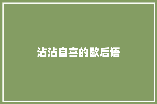 沾沾自喜的歇后语