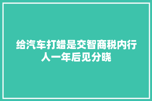 给汽车打蜡是交智商税内行人一年后见分晓