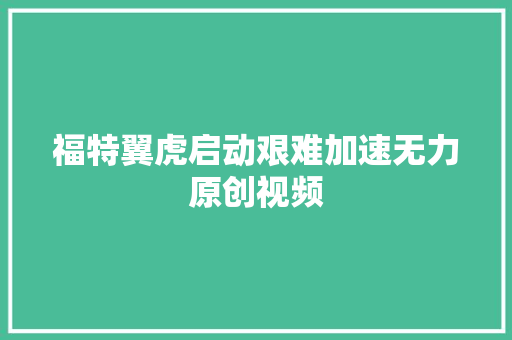 福特翼虎启动艰难加速无力原创视频
