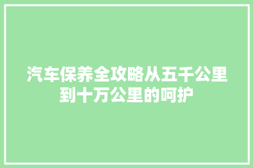 汽车保养全攻略从五千公里到十万公里的呵护