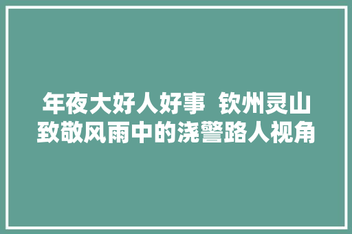 年夜大好人好事  钦州灵山致敬风雨中的浇警路人视角下的你真帅