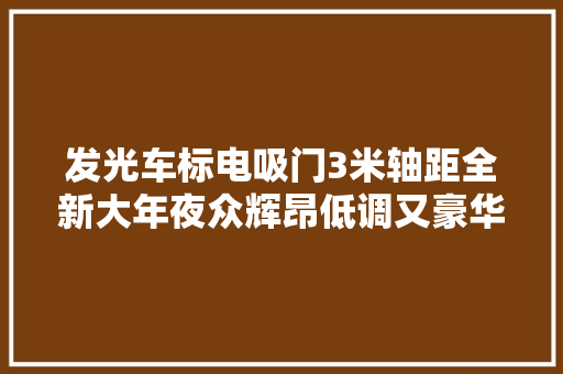 发光车标电吸门3米轴距全新大年夜众辉昂低调又豪华