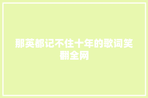 那英都记不住十年的歌词笑翻全网