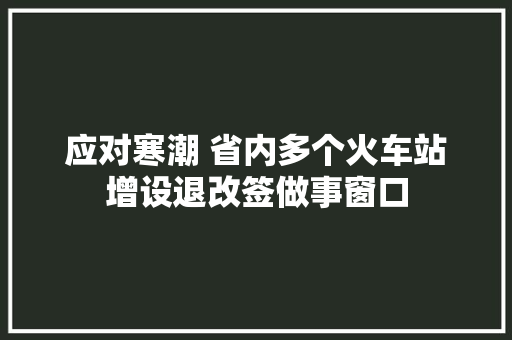 应对寒潮 省内多个火车站增设退改签做事窗口