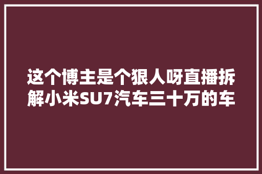 这个博主是个狠人呀直播拆解小米SU7汽车三十万的车刚提回