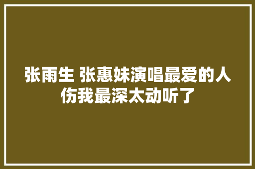 张雨生 张惠妹演唱最爱的人伤我最深太动听了