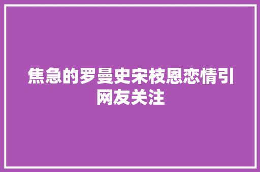 焦急的罗曼史宋枝恩恋情引网友关注