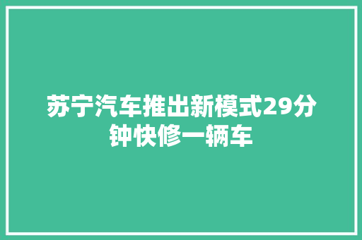 苏宁汽车推出新模式29分钟快修一辆车