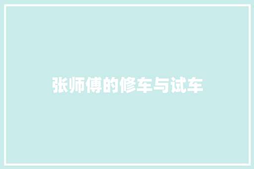 张师傅的修车与试车