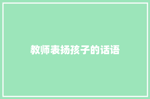 教师表扬孩子的话语