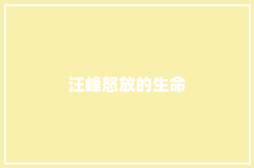 汪峰怒放的生命