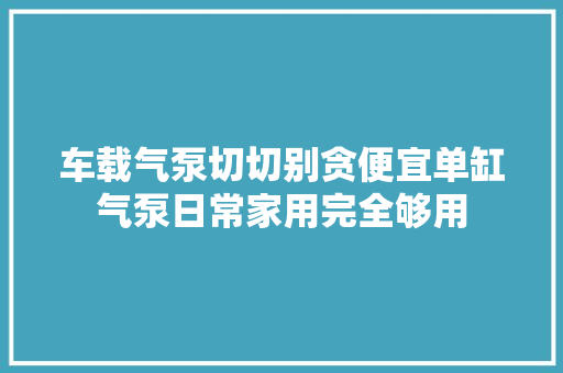 车载气泵切切别贪便宜单缸气泵日常家用完全够用