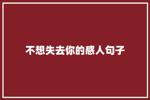 不想失去你的感人句子