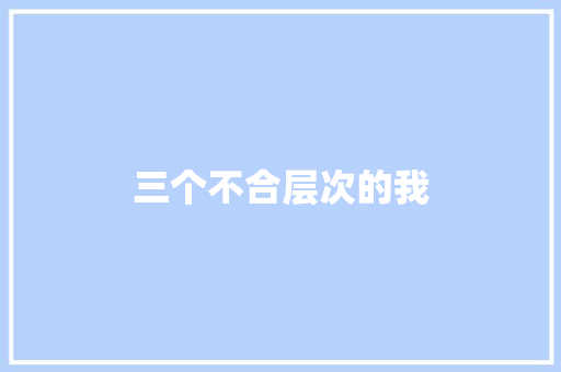 三个不合层次的我