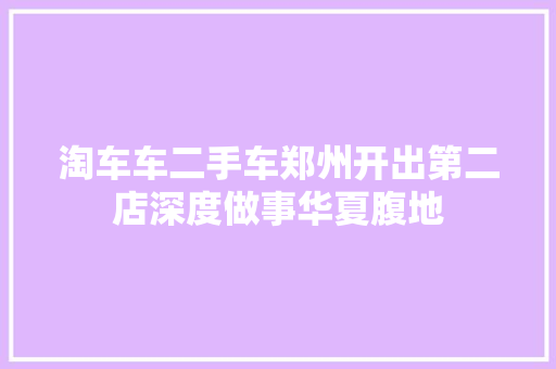 淘车车二手车郑州开出第二店深度做事华夏腹地