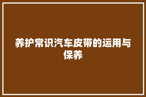 养护常识汽车皮带的运用与保养