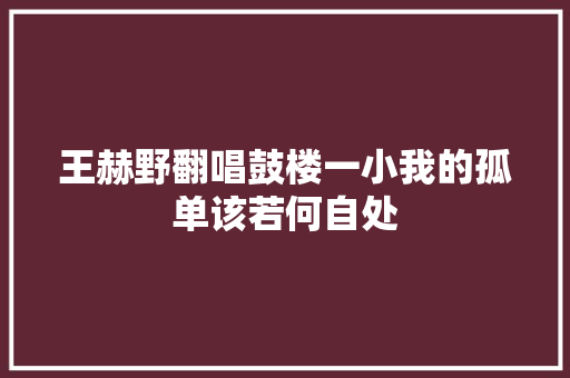 王赫野翻唱鼓楼一小我的孤单该若何自处 休闲娱乐