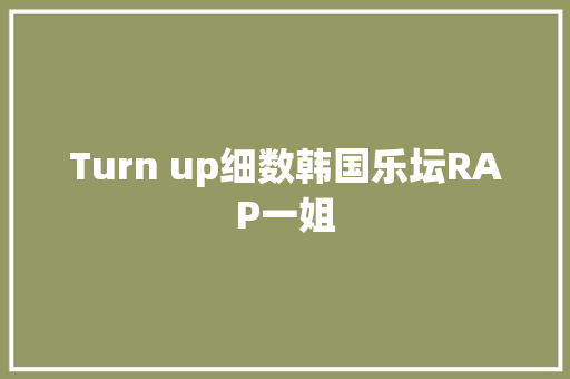 Turn up细数韩国乐坛RAP一姐