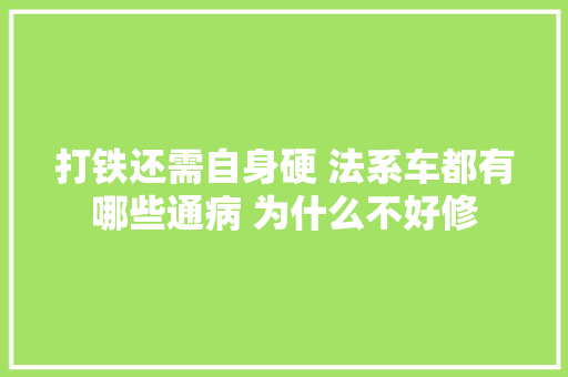 打铁还需自身硬 法系车都有哪些通病 为什么不好修