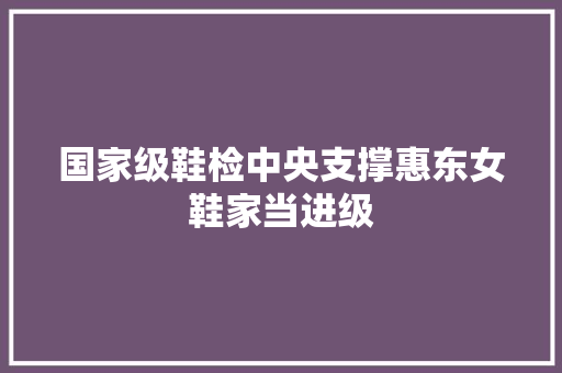 国家级鞋检中央支撑惠东女鞋家当进级 汽车知识
