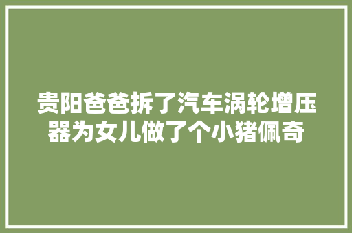 贵阳爸爸拆了汽车涡轮增压器为女儿做了个小猪佩奇