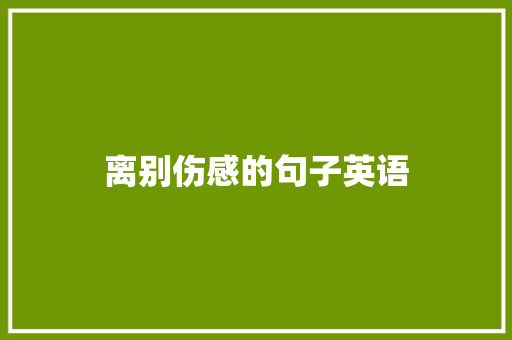 离别伤感的句子英语