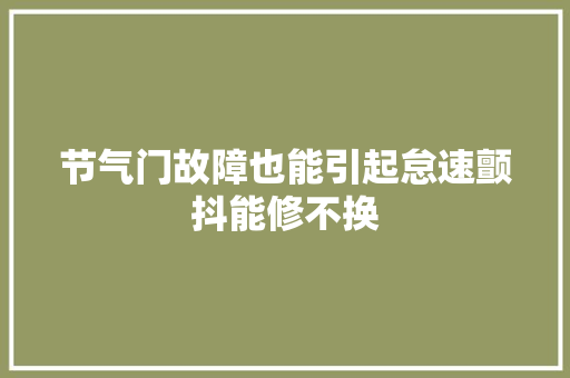 节气门故障也能引起怠速颤抖能修不换