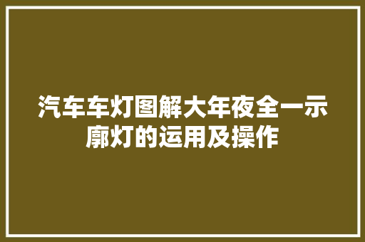 汽车车灯图解大年夜全一示廓灯的运用及操作