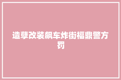 造孽改装飙车炸街福鼎警方罚
