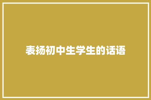 表扬初中生学生的话语