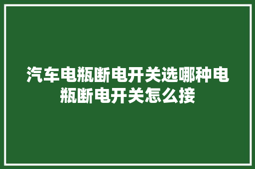 汽车电瓶断电开关选哪种电瓶断电开关怎么接