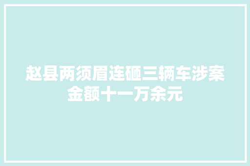 赵县两须眉连砸三辆车涉案金额十一万余元