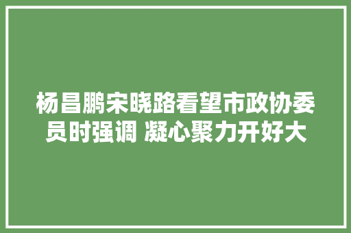 杨昌鹏宋晓路看望市政协委员时强调 凝心聚力开好大年夜会 齐心合力共谋成长 努力把宏伟蓝图变为美好现实