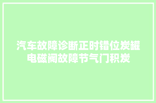 汽车故障诊断正时错位炭罐电磁阀故障节气门积炭