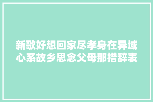 新歌好想回家尽孝身在异域心系故乡思念父母那措辞表