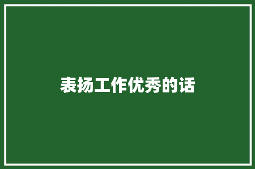 表扬工作优秀的话