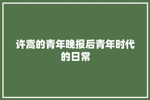 许嵩的青年晚报后青年时代的日常