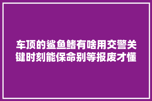 车顶的鲨鱼鳍有啥用交警关键时刻能保命别等报废才懂