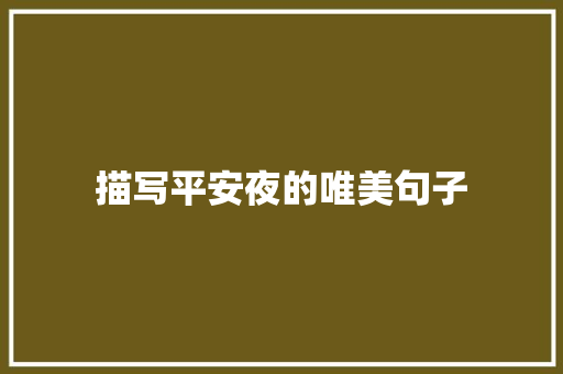 描写平安夜的唯美句子