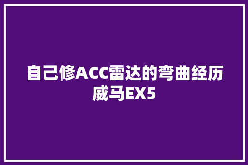 自己修ACC雷达的弯曲经历威马EX5
