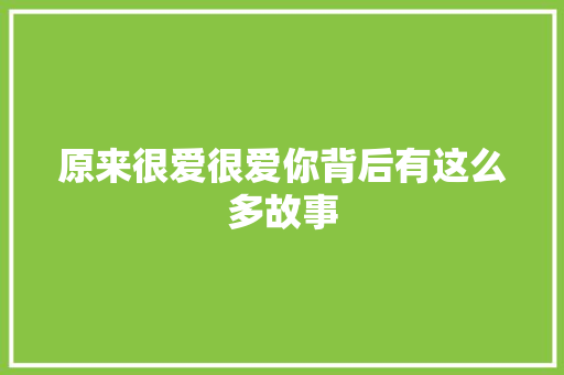 原来很爱很爱你背后有这么多故事