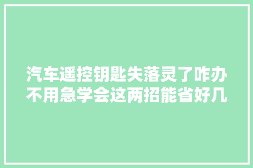 汽车遥控钥匙失落灵了咋办不用急学会这两招能省好几百块