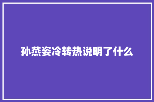 孙燕姿冷转热说明了什么
