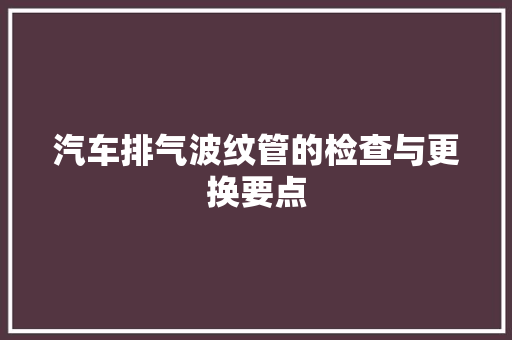 汽车排气波纹管的检查与更换要点